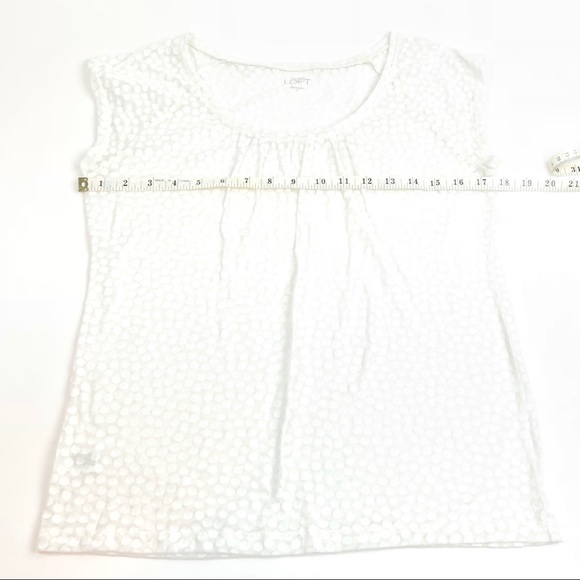 LOFT Women’s White Polk Dot Sheer Top Size Medium - Picture 6 of 6